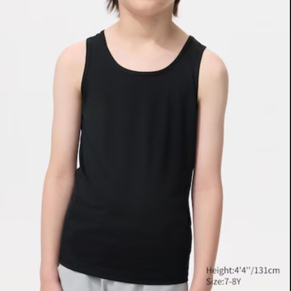 Uniqlo AIRism Mesh Tank Kids Size 120 = 5-6 Youth in Black New with tags!
